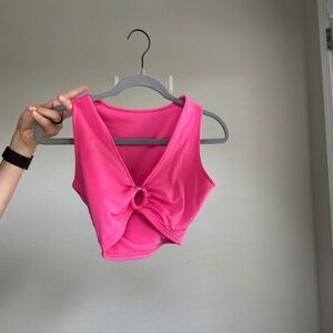 Deep v neck ring crop top